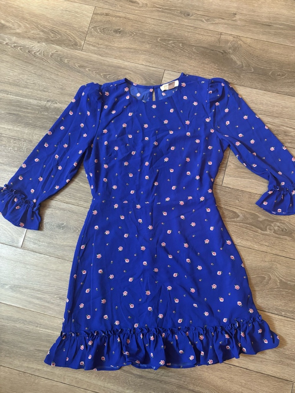 Forever 21 Royal Blue Floral Ruffle Dress